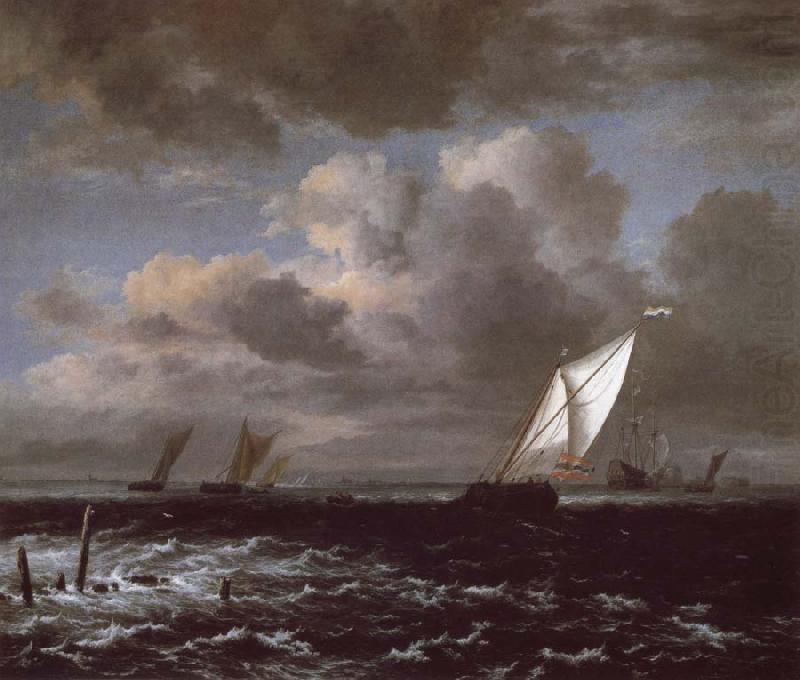 Sailing vessels in a Fresh Breeze, Jacob van Ruisdael